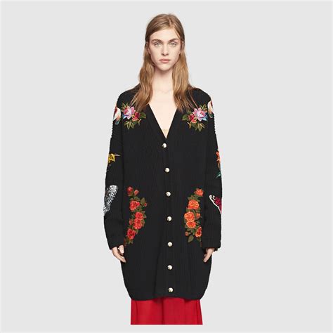 gucci cardigan 2018|Gucci embroidered oversized cardigan.